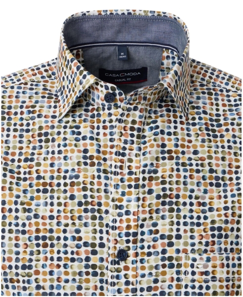 Casa Moda Casual Fit Langarmhemd beige multicolor Print Tupfen ÄL 72cm